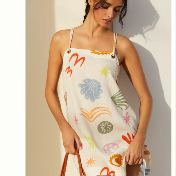Brand New Daniella Manini x Celandine Linen Blend Halter Mini Dress - Picture 1 of 5